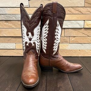 Vintage Tony Lama Eagle Inlay — Men’s 10.5 E Vintage Thunderbird Cowboy Boots